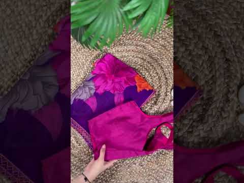 Purple Weightless Marbal Floral Printed Saree with Lace Border & Unstitched Banglory Plain Blouse