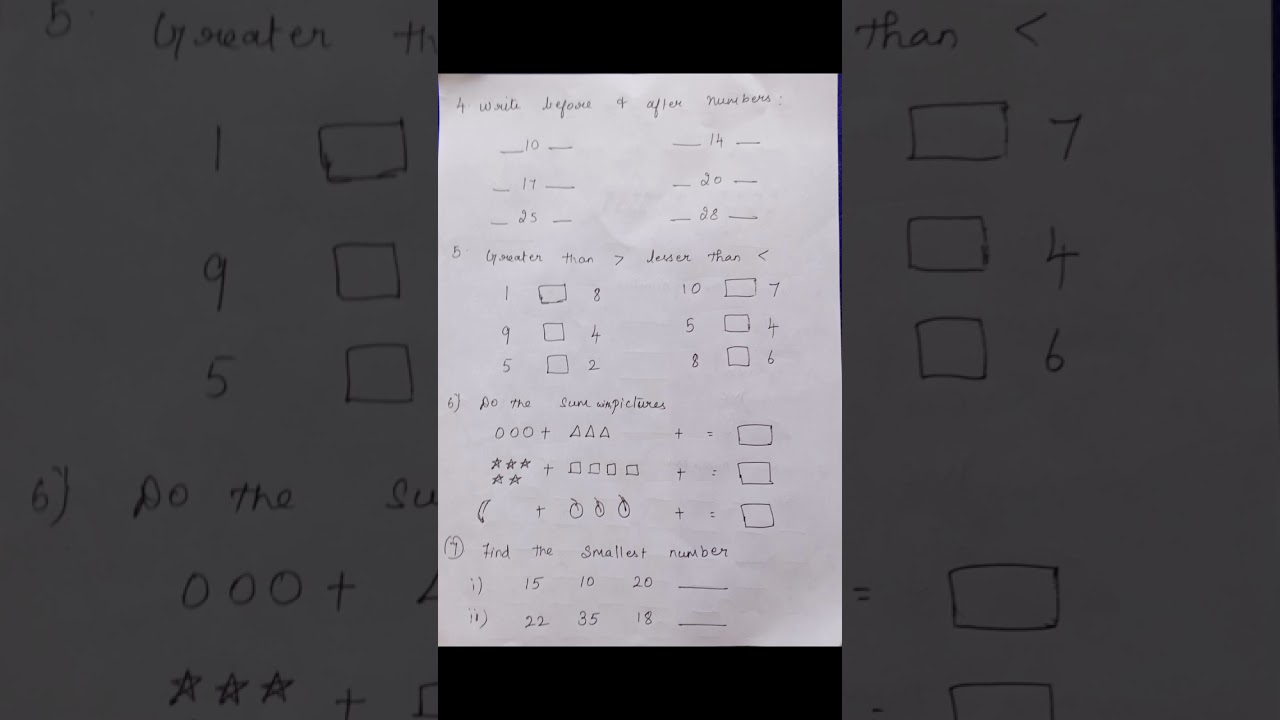 ukg matha half yearly exam model question paper for revision #ukg #ukgexam