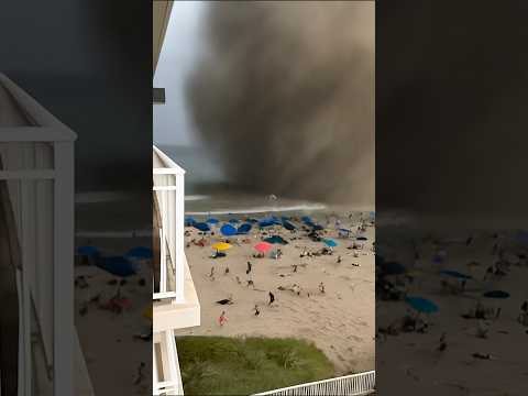 🌪️ Seconds Before the Tornado Strikes the Beach! 😱 #shorts