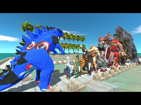 Godzilla Classic Caption America vs Gojira COCONUT DEATH RUN - Animal Revolt Battle Simulator