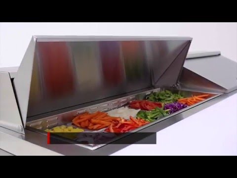 Video Saladette rfrigre 2 grandes portes avec groupe arrire et capot inox ATOSA