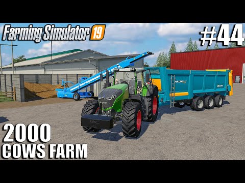 Feeding cows with maize, spreading manure | 2000 Cows Farm | Timelapse #44 | Farming Simulator 19