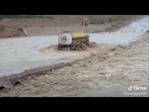 Skill driver crossing flood over bridge