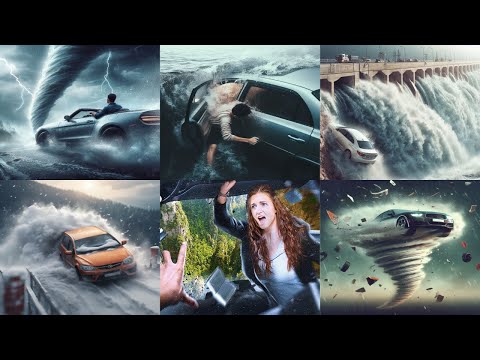 360° Your Car in Water Tornado, Flood, Dam Failure Tsunami, Snow Avalanche, Cliff Fall VR 360 Video