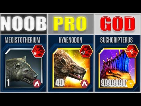 NOOB vs PRO vs GOD - SUCHORIPTERUS 999 CODE 19 YUDON | JURASSIC WORLD THE GAME