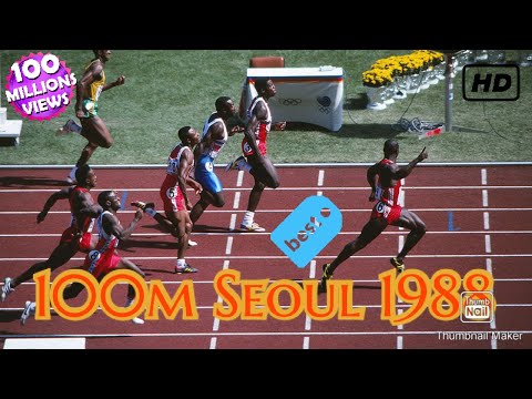 Athletics - Men's 100m Final Seoul 1988 - Ben Johnson / Carl Lewis