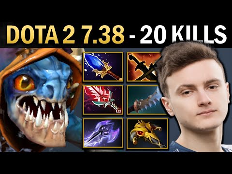 Slark Gameplay Miracle with 20 Kills and Bloodthorn - Dota 2 7.38
