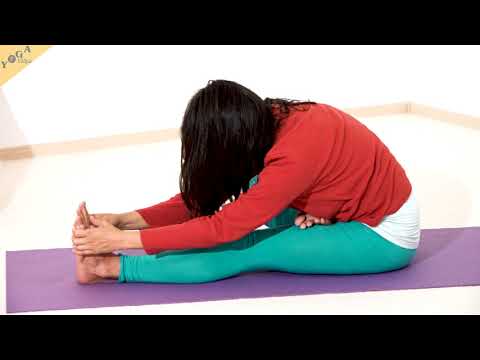 Vorwärtsbeuge im halben Lotus - Yoga Asana Lexikon