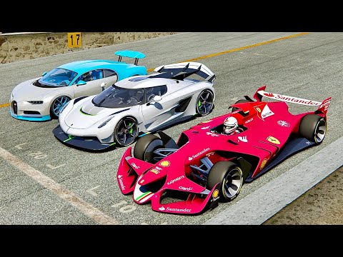 2025 Ferrari F1 Concept vs Koenigsegg Jesko vs Bugatti Chiron - Old Monza