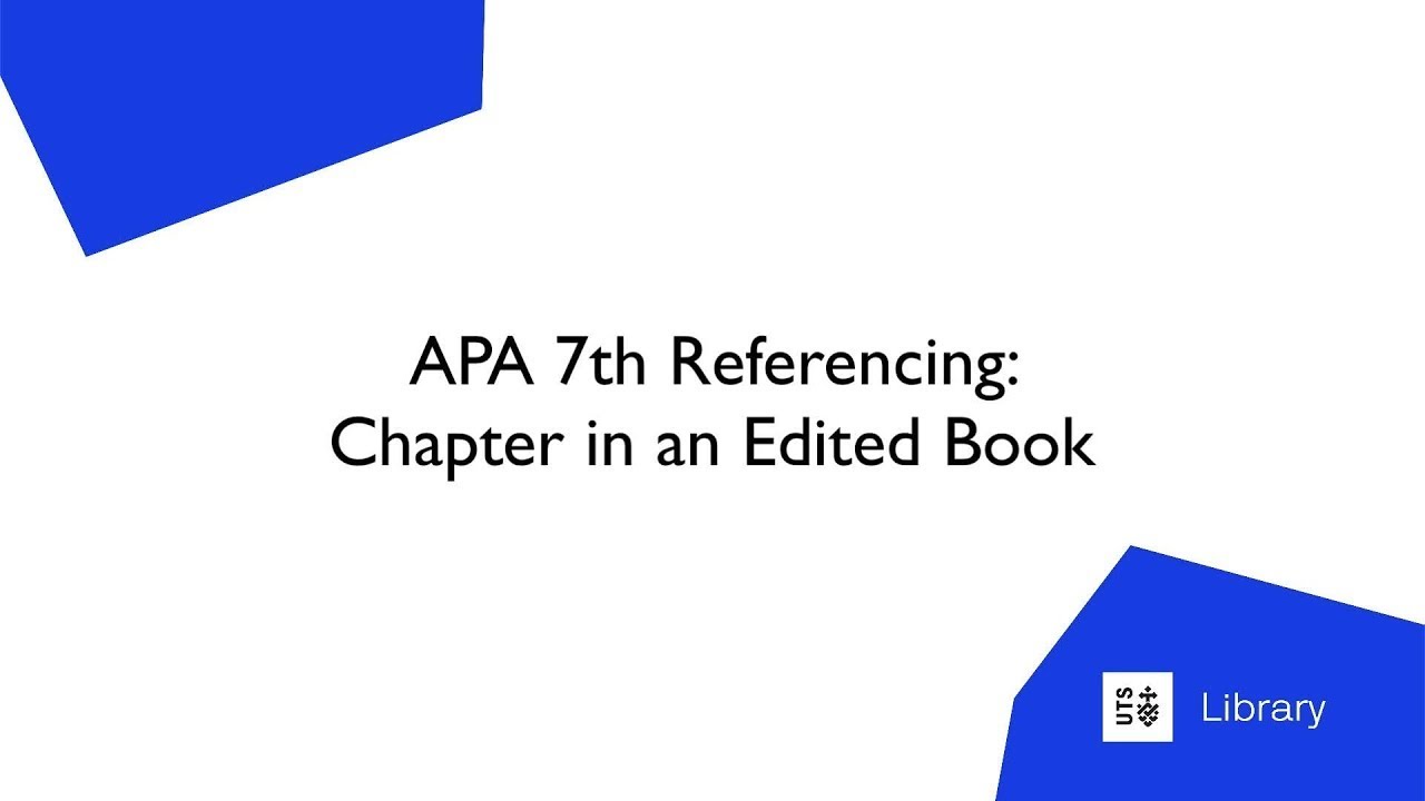 APA 7th Referencing: Chapter in an Edited Book