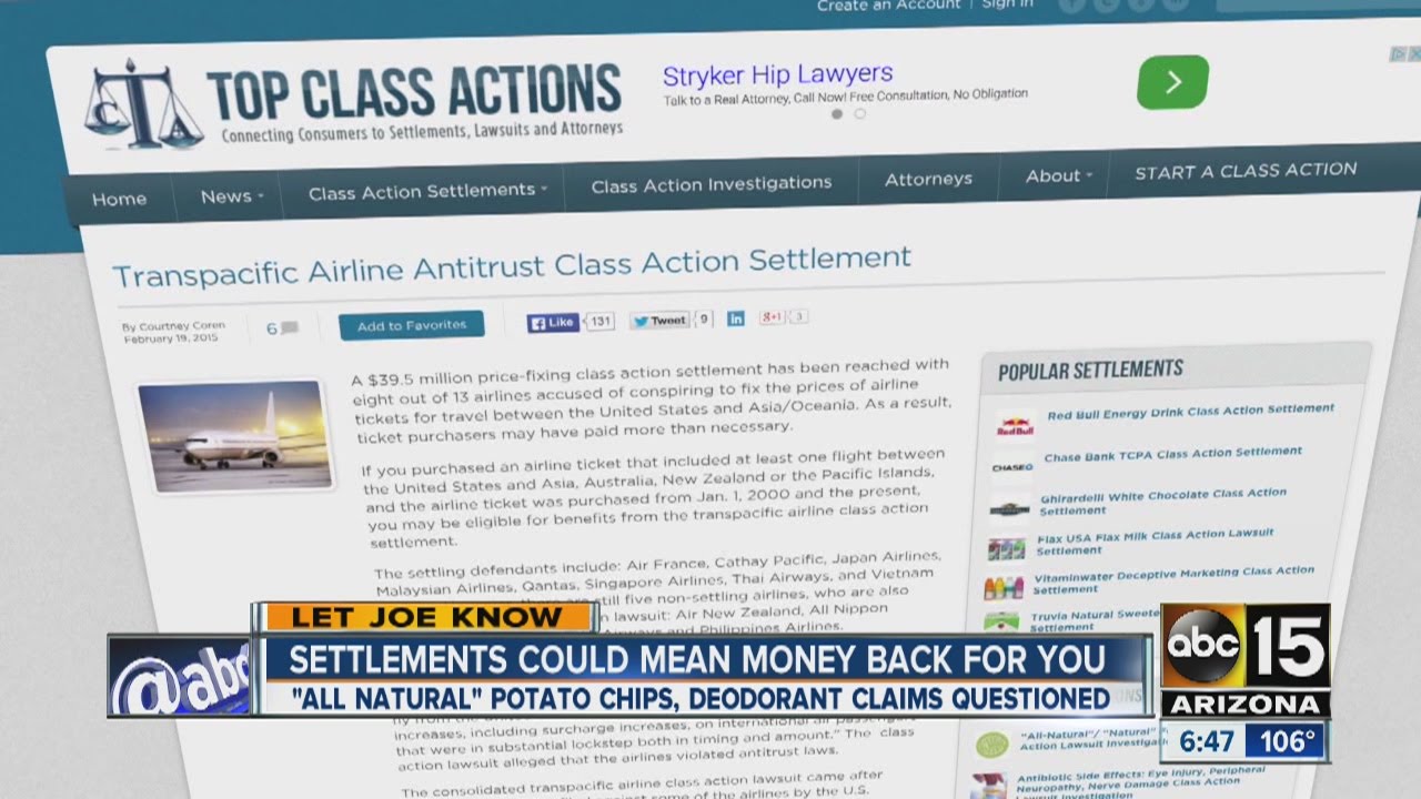 Class action settlements could mean money back for you