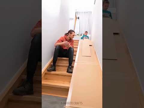 Funny! DIY house slide from cardboard 📦#shorts #diy #cardboard #crafts #fun