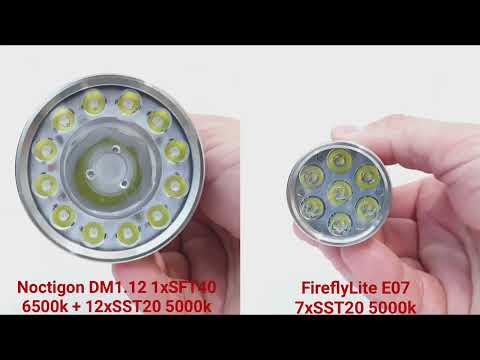 Noctigon DM1.12 12xSST20 5000k - FireflyLite E07 7xSST20 5000k comparison