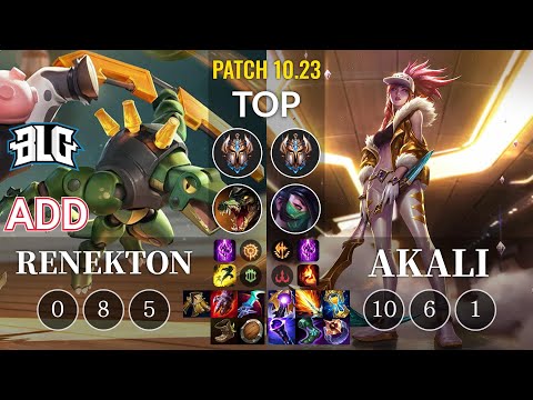 BLG ADD Renekton vs Akali Top - KR Patch 10.23