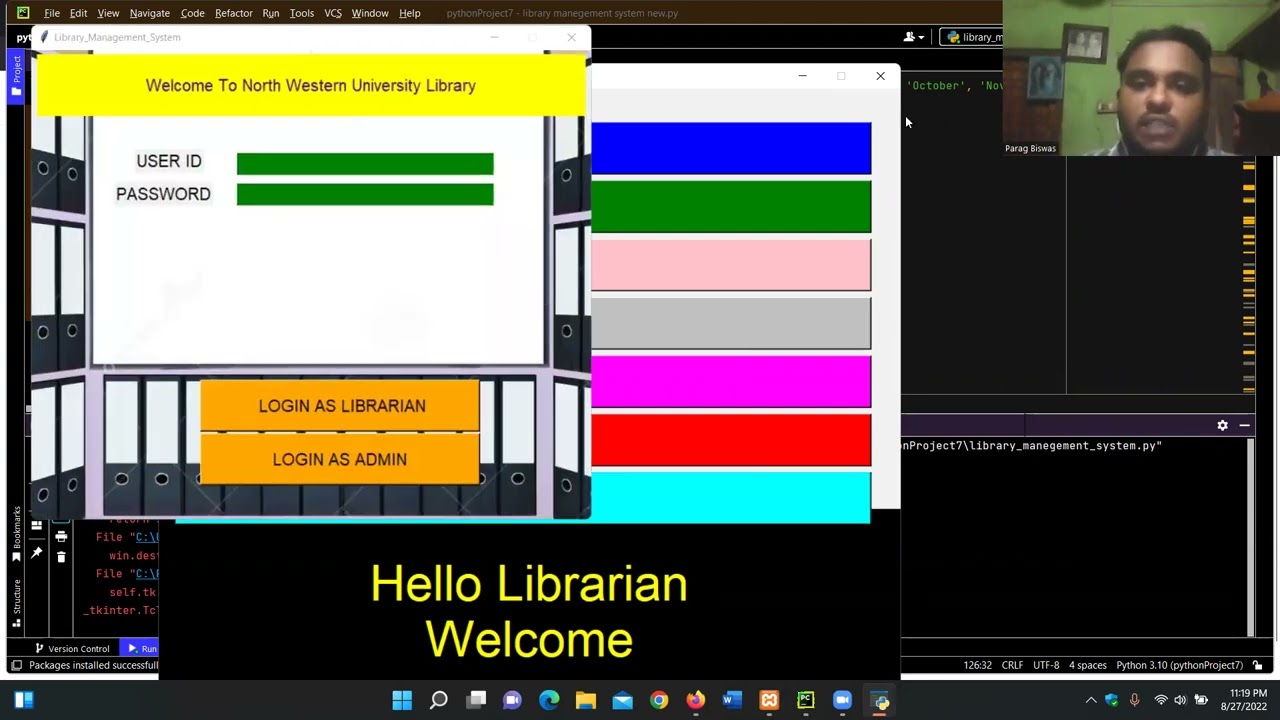 Library Management Project(LMS) With Python using Pycharm and Tkinter With Source Code.