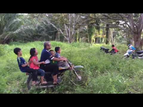 Naik motor di kebun