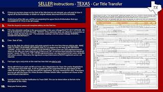 Texas Title Transfer SELLER Instructions