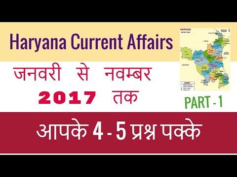 Top 50 Haryana Current Affairs in Hindi for HSSC Exams like Haryana Police, HTET Video