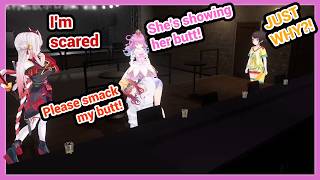 Luna Smacking Ririka's Butt and Ayame Does a Butt Attack on Ririka with Subaru in 3D!!!!