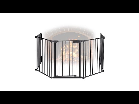 Haardscherm 5 panelen zwart - nylon - staal - 165 x 75 x 94 cm