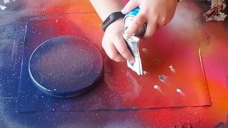 Spray Paint Art - Meteors and Planet - ASMR