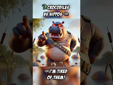 🐊Crocodiles vs Hippos 🦛 #ai#aigenerated#cartoon#epic#battle#crocodile#hippo