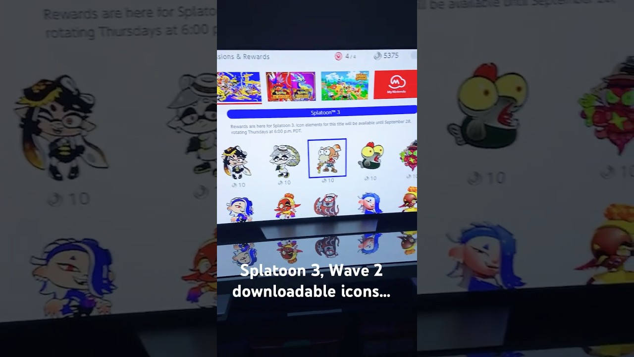 Splatoon 3 Wave 2 downloadable icons via Switch Online - LIMITED TIME - 5-10 platinum MyNintendo
