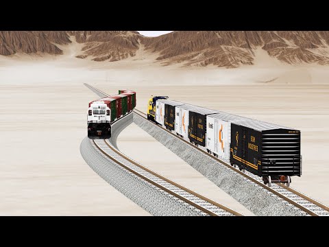 Impossible Rail Crossing Tracks vs Trains Crossing - Beamng Drive