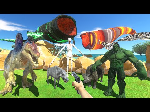FPS Avatar Vs Bloops, Hulk, Lava Golem, Spino, Trex, SCP 096,...- Animal Revolt Battle Simulator