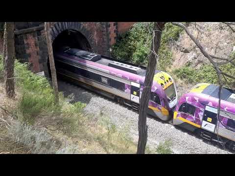 Vline entering Chewton tunnel