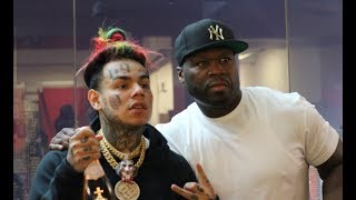 50 Cent Brings 6IX9INE &amp; Treway To The G-Unit Office &amp; Gives Them His New &quot;King&quot; Champagne