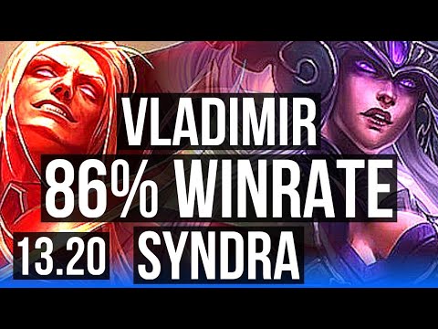 VLADIMIR vs SYNDRA (MID) | 86% winrate, Comeback, 20/2/6, 7 solo kills | BR Master | 13.20
