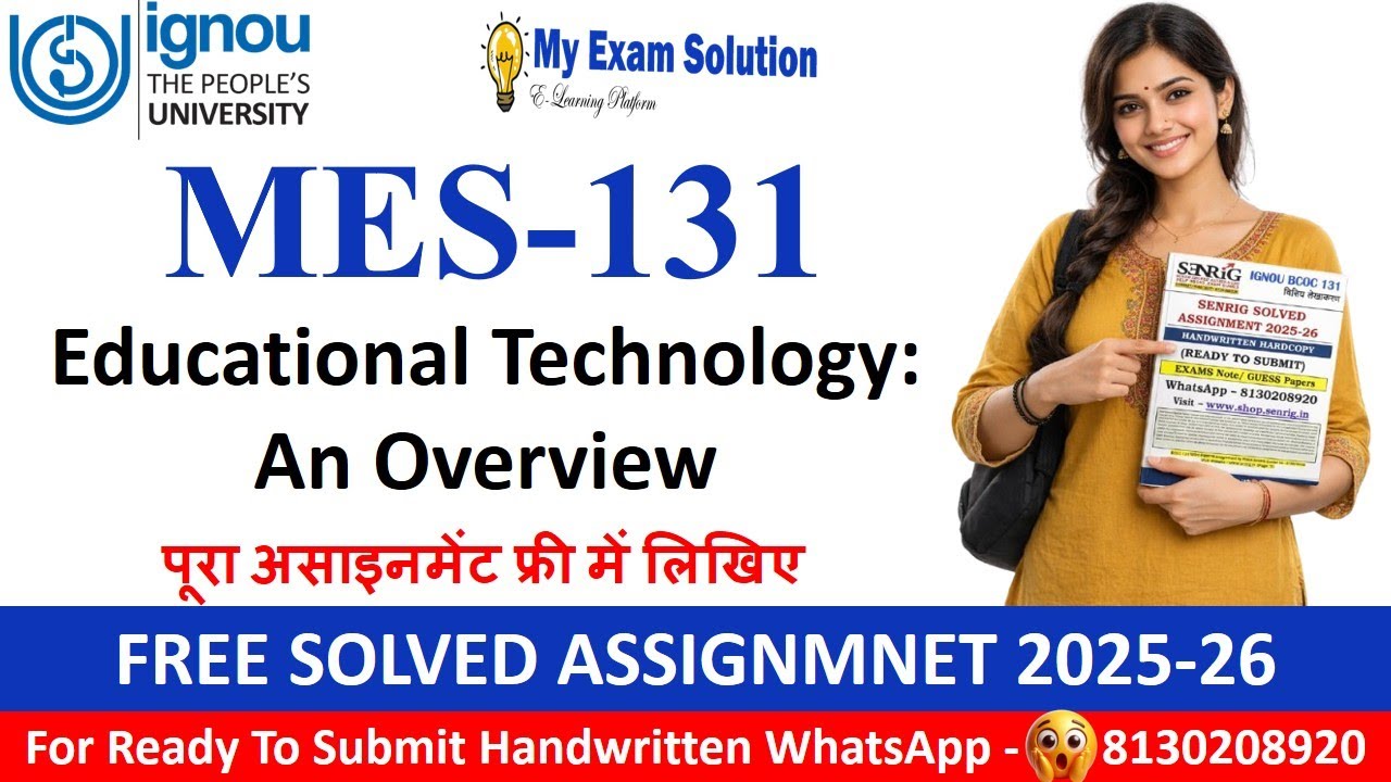 MES-131 Solved Assignment 2026 PDF In English | IGNOU PGDET | Educational Technology: An Overview
