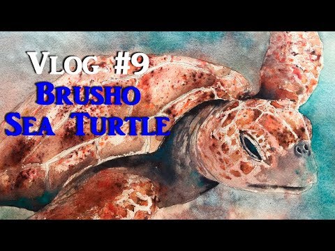Watercolor & Brusho Painting Tutorial  - The Art of Ward Jene Stroud - Vlog #9 Brusho Sea Turtle