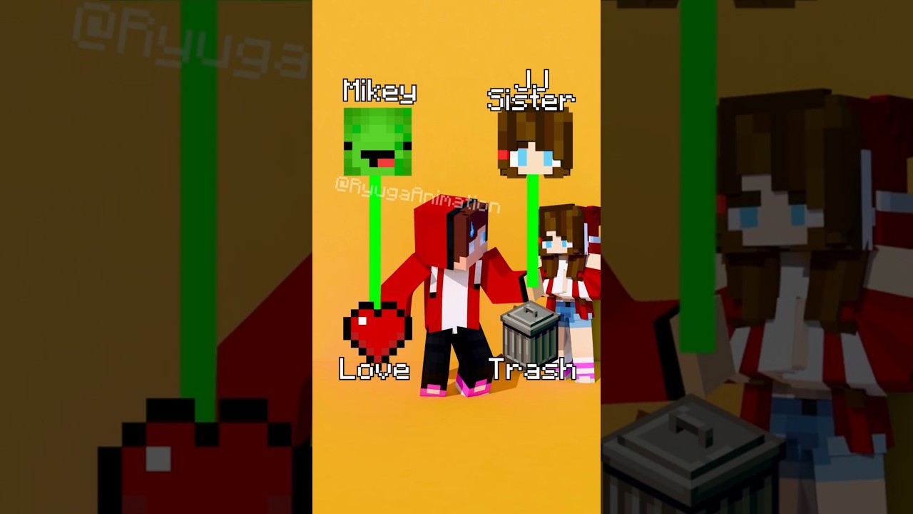 JJ Choose ❤️ or 🗑️ - MAIZEN Minecraft Animation #shorts