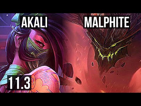 AKALI vs MALPHITE (TOP) | 11/2/8, 800+ games, Dominating | NA Master | v11.3