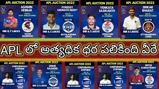 ఏపీఎల్ లో అత్యధిక ధర పలికిన క్రికెటర్ లు వీళ్ళే || APL Highest bid players