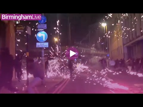 Police attacked with fireworks in Birmingham city centre as arrests made