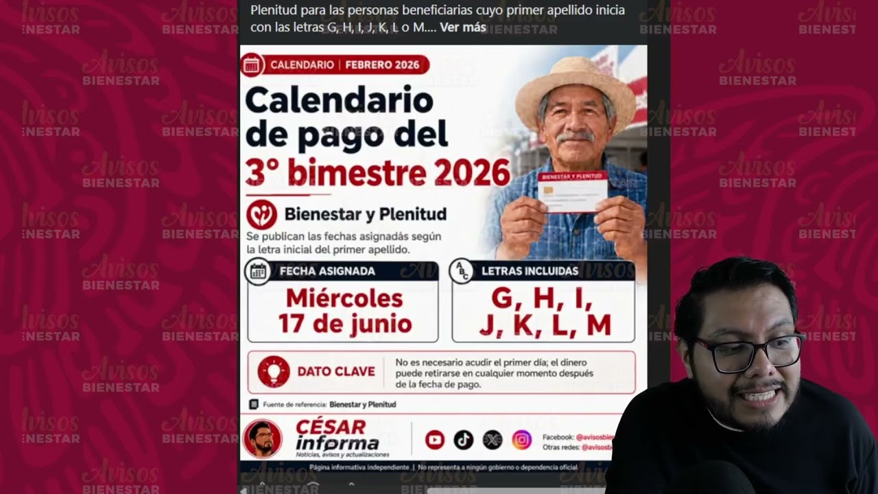 ¡HOMBRES DE 63 y 64 AÑOS! 2do día de pago de bienestar y plenitud, hoy 17 de junio 2026