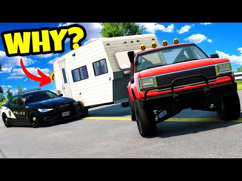 We Attempted Car Hunt Police Chases with the RV in BeamNG Drive Mods!
