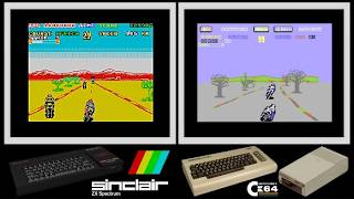 ZX Spectrum vs C64 : SUPER HANG-ON (Side by side comparison)