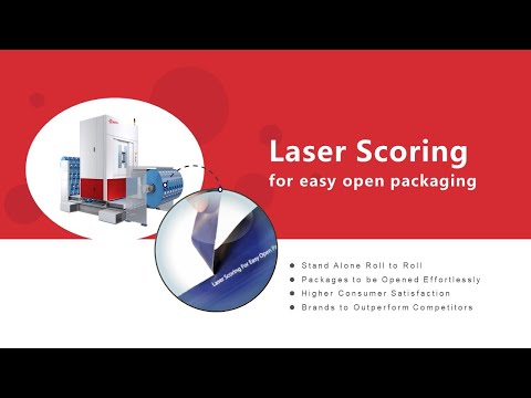 Roll stock film laser scoring for easy open packaging, laser-scored pouch