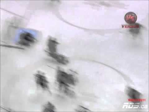 Zdeno Chara's Slapshot On Lydman's Face (Ouch!)