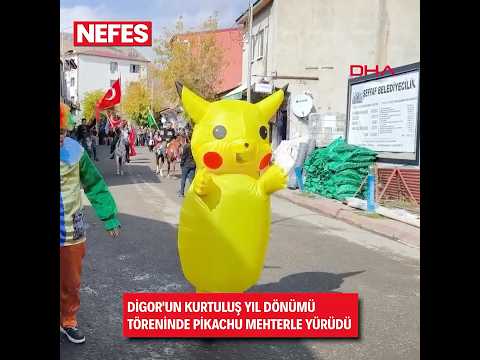 Digor'da ilginç kutlama: Pikachu mehterle yürüdü