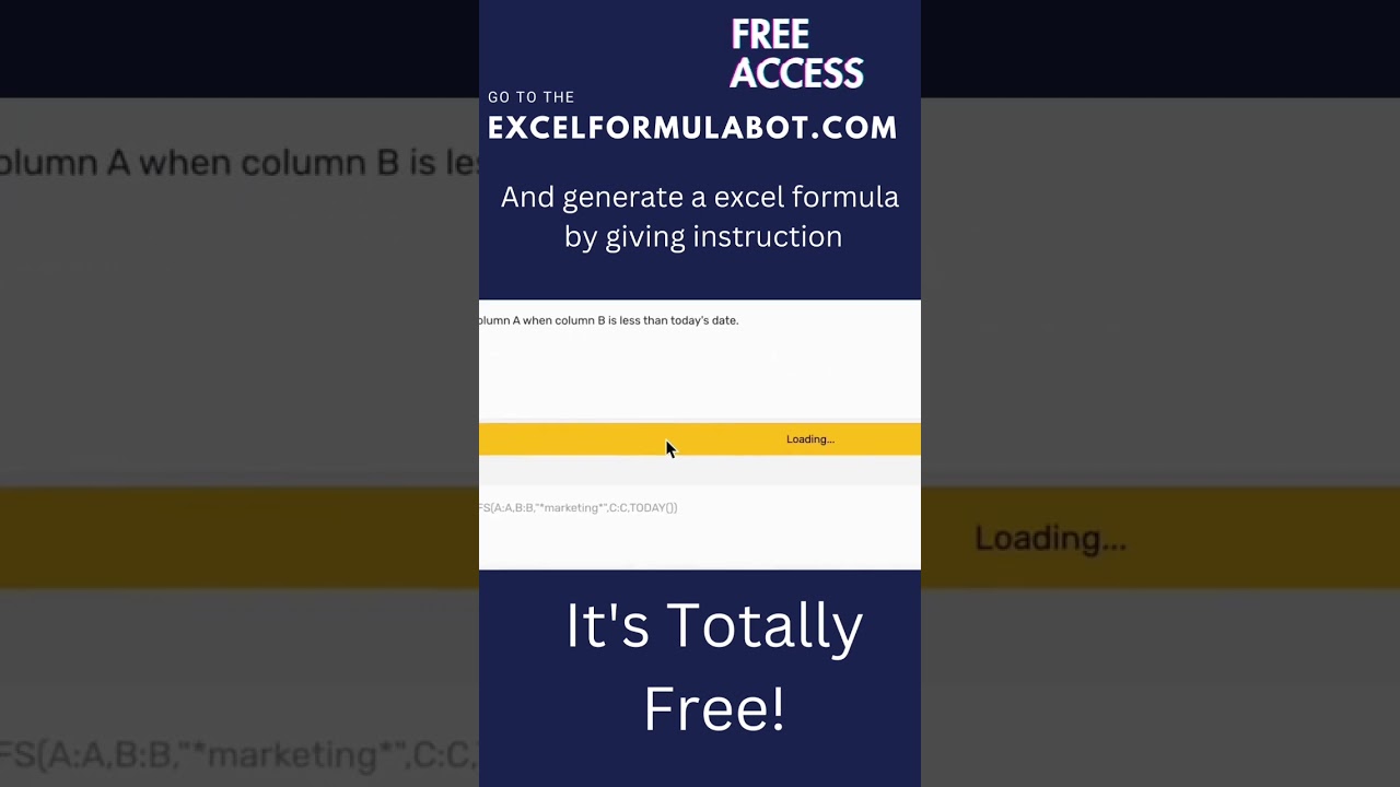 Text Instructions to Excel formula, Free AI generator. #excelformula #excelformulabot #excel