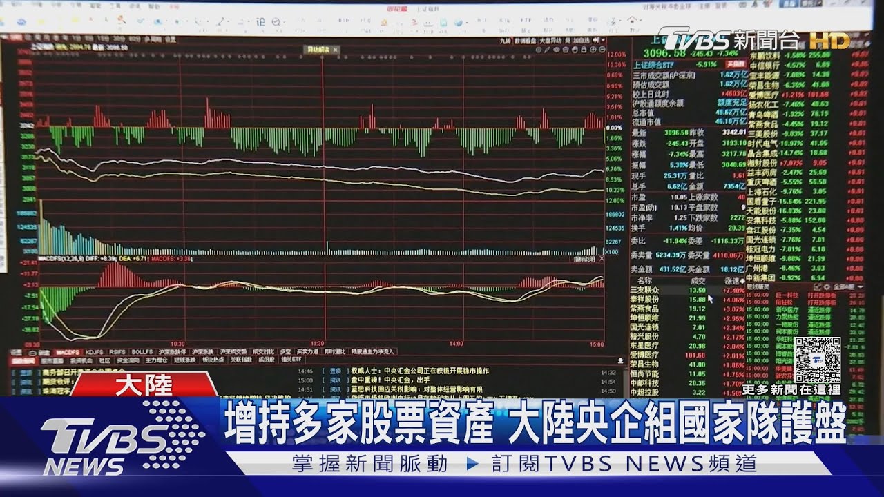 增持多家股票資產 大陸央企組國家隊護盤