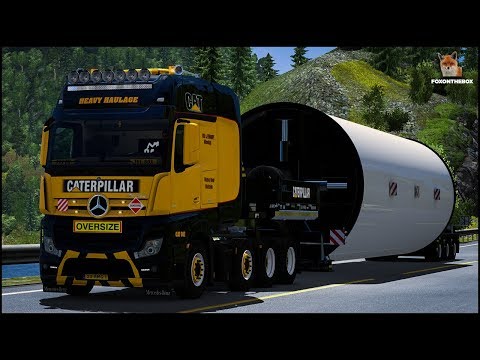 ETS2 1.30 OVERSIZE LOAD 74 TON! Wind Turbine Tower Mercedes Actros MP4 | Euro Truck Simulator 2