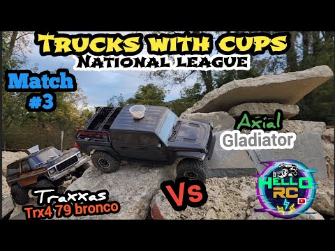 Trucks With Cups National League match #3. Traxxas TRX4 79 bronco vs Axial SCX10.3 Gladiator