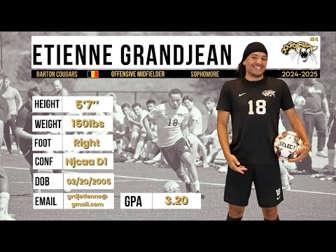 Etienne G. - 20 yo - Offensive Midfielder - Barton Community College (#4) - NJCAA D1 - Class of 2025