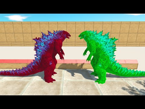 Red & Green Godzilla 2021 Death Run | Animal Battle Revolt Simulator